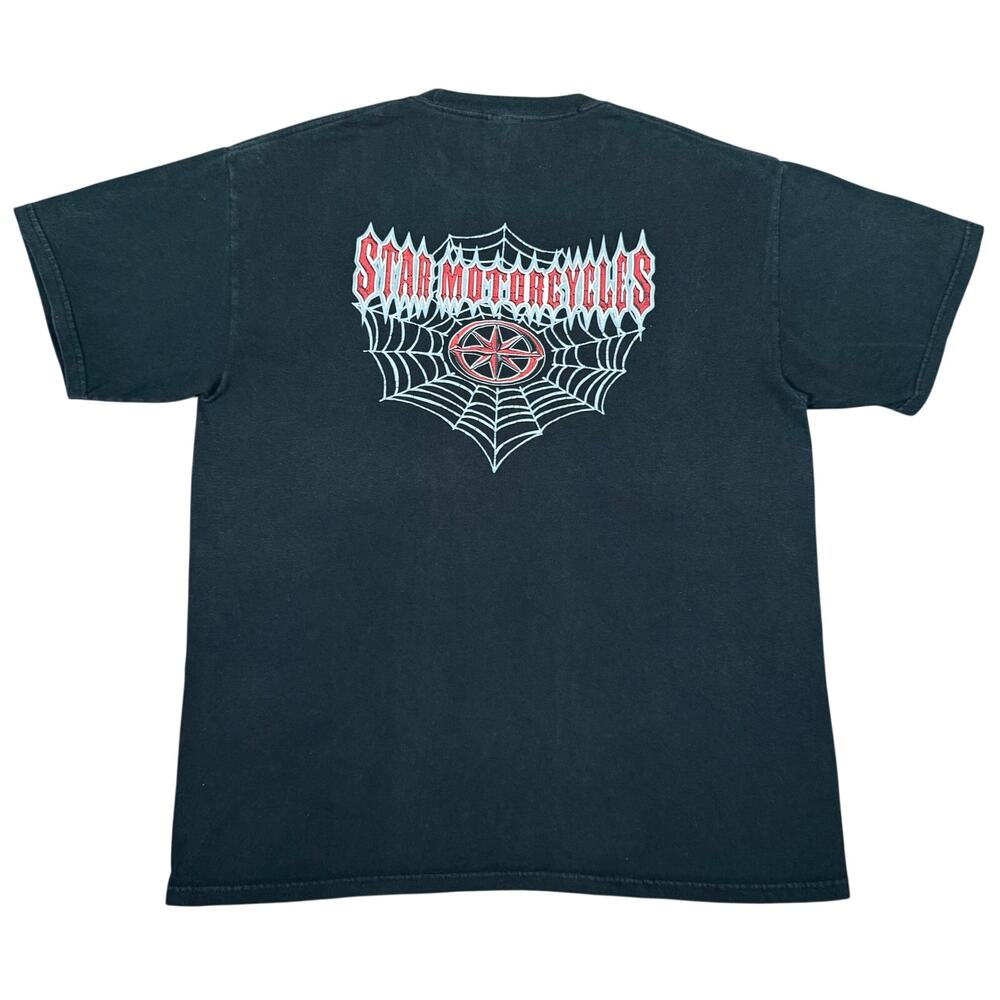 Vintage Star Motorcycles Yamaha Spider Web T-Shirt Black Size Large